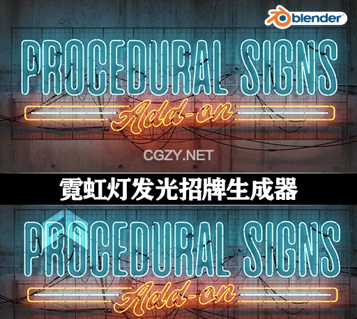 Blender插件|霓虹灯发光招牌生成器 Procedural Signs v1.1.0 + 预设包-CG资源网