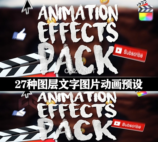 FCPX插件|27种炫酷文字图片弹跳滑入翻页动画预设 Ryan Nangle Animations Effects Pack-CG资源网