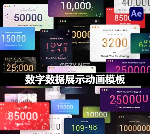 AE模板|数字数据展示动画 Number Count Animations-CG资源网 AE模板|数字数据展示动画 Number Count Animations-CG资源网
