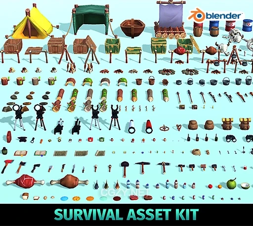 138款Blender卡通手绘低多边形生存主题3D模型资产 Survival Asset Kit-CG资源网 138款Blender卡通手绘低多边形生存主题3D模型资产 Survival Asset Kit-CG资源网