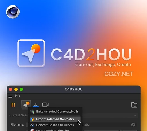 Cinema 4D ↔ Houdini桥接插件 Aescripts C4D2HOU V1.04-CG资源网 Cinema 4D ↔ Houdini桥接插件 Aescripts C4D2HOU V1.04-CG资源网