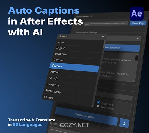 AE脚本|自动识别音频生成字幕AI工具 Voice2Captions V1.0 + 使用教程-CG资源网 AE脚本|自动识别音频生成字幕AI工具 Voice2Captions V1.0 + 使用教程-CG资源网