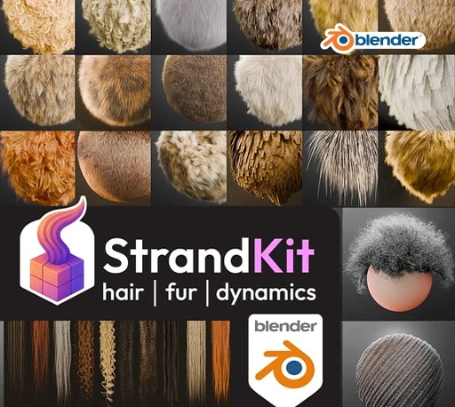 Blender头发毛发制作生成物理模拟系统资产预设库(含中英文字幕教程) Strandkit The Hair, Fur & Dynamics Library V1.5.1-CG资源网 Blender头发毛发制作生成物理模拟系统资产预设库(含中英文字幕教程) Strandkit The Hair, Fur & Dynamics Library V1.5.1-CG资源网
